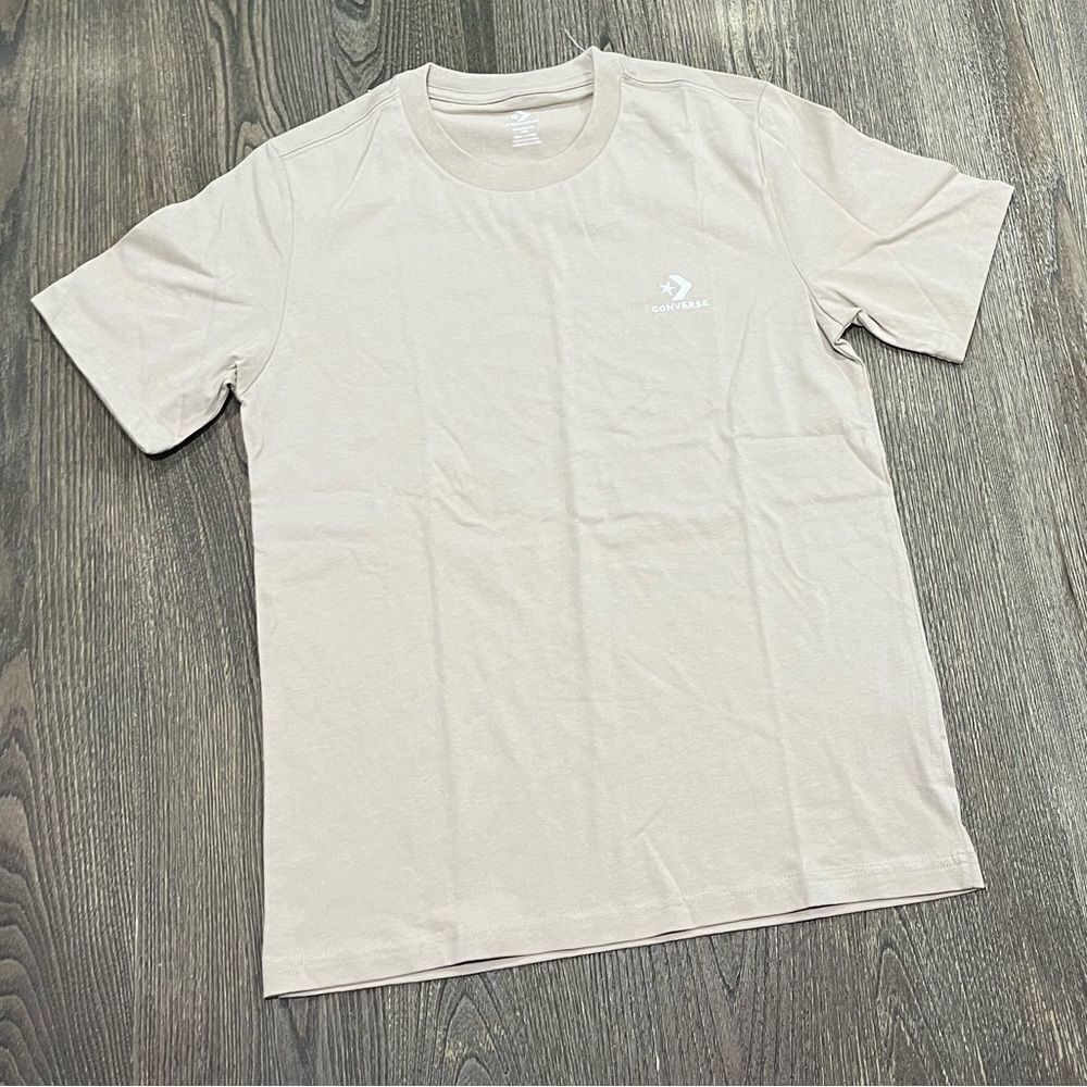 NWOT Converse T-Shirt Crewneck Short Sleeve Pullover Lightweight Beige Size XXS